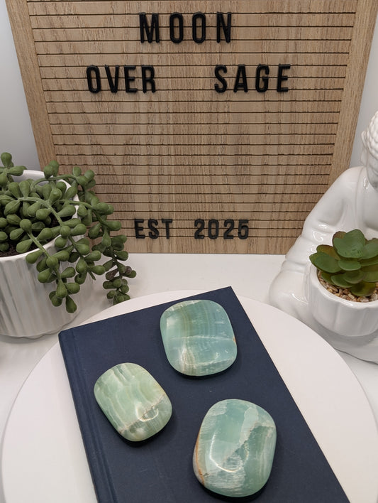 Pistachio Calcite Palm Stones - Gorgeous HQ Stones from Pakistan