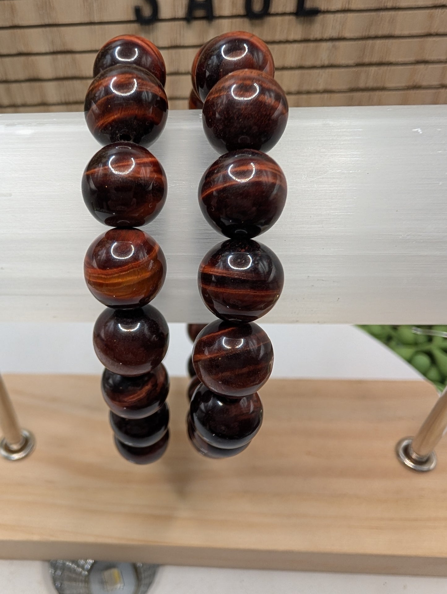 Red Tigers Eye 8 & 10mm Beaded Bracelet