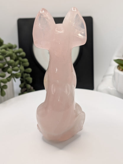 Large Rose Quartz Sphynx Cat Carving - Statement Piece!