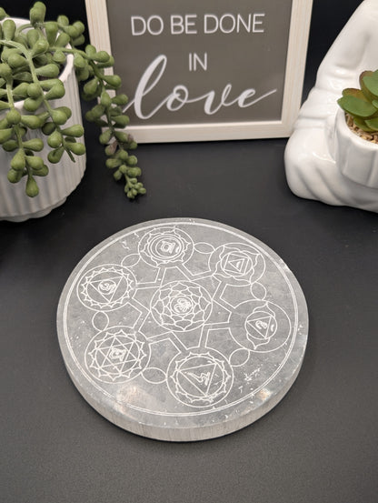 Chunky Round Selenite Charging Plates