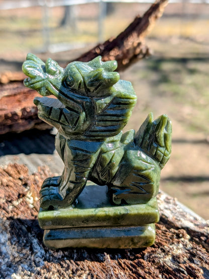 Small Serpentine Jade Dragon Statue