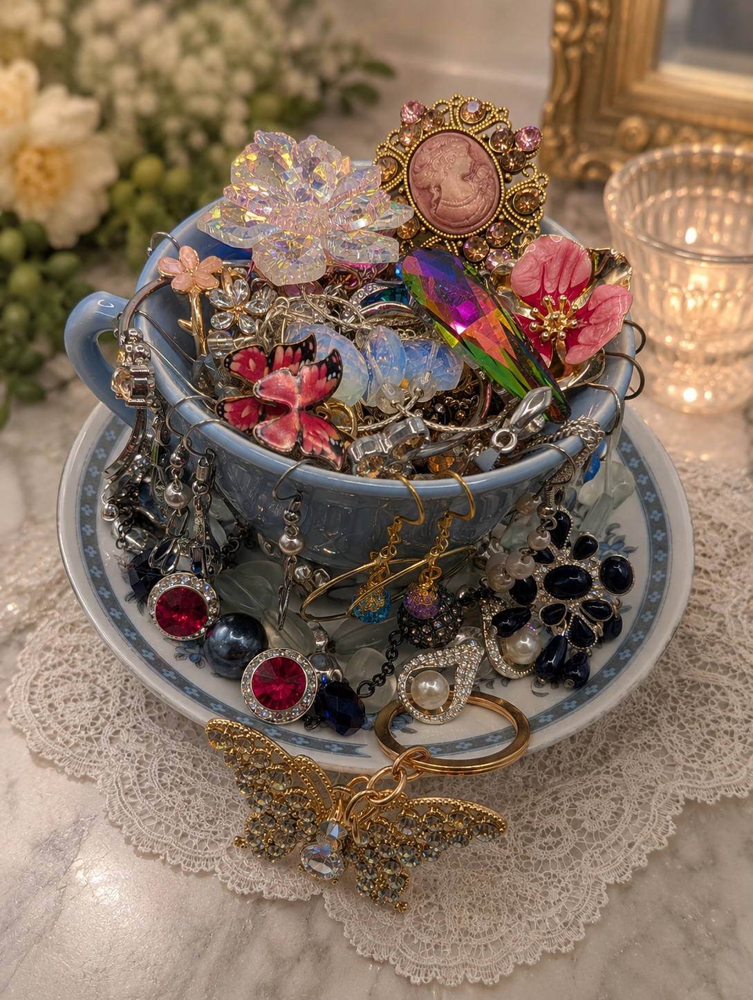 Vintage Teacup Jewelry Jars