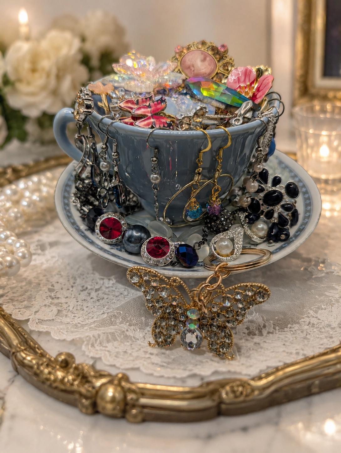 Vintage Teacup Jewelry Jars