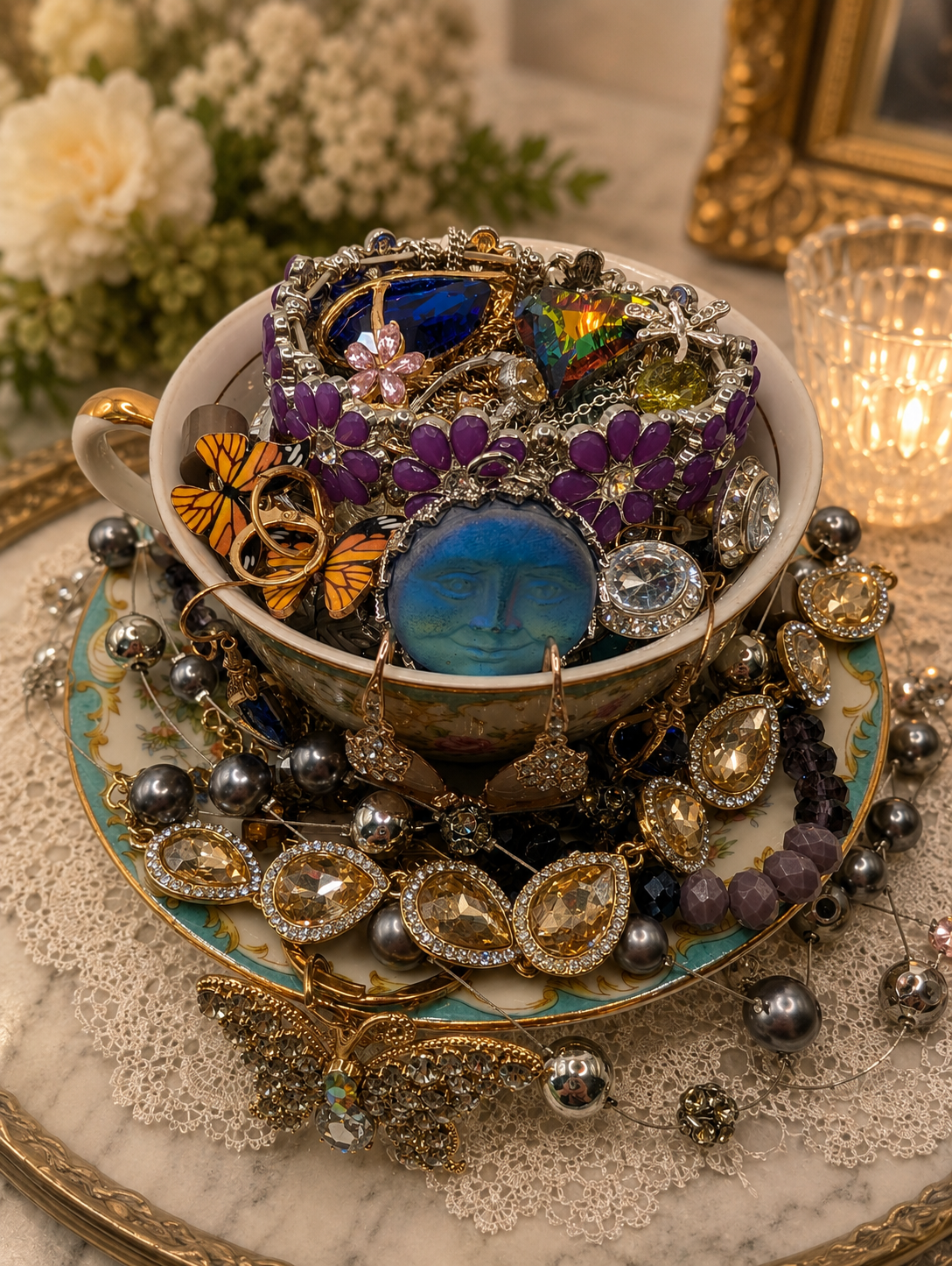 Vintage Teacup Jewelry Jars