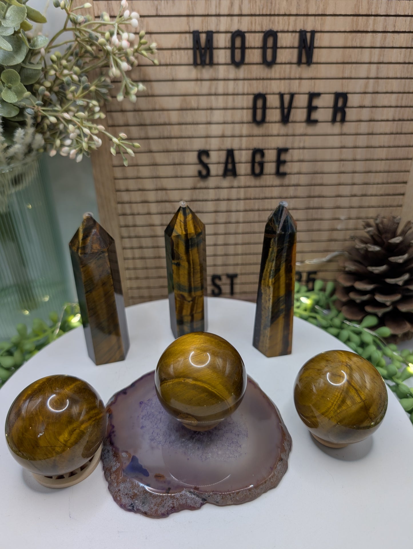 Tigers Eye Sphere & Tower Bundle