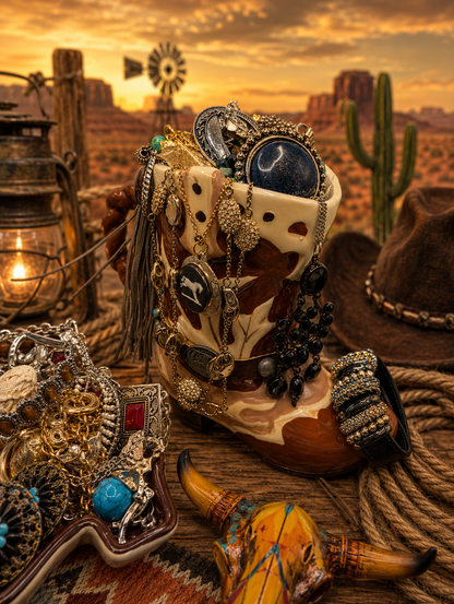 Western Jewelry Boot & Trinket Dish Duo