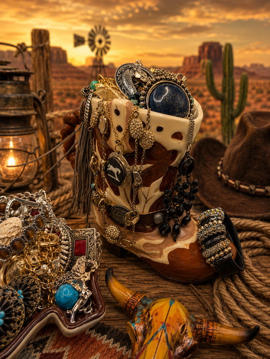 Western Jewelry Boot & Trinket Dish Duo