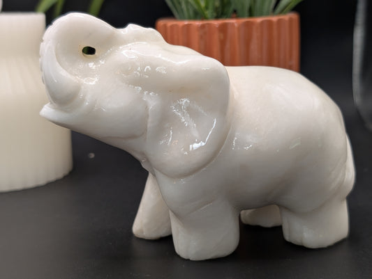 White Jade Elephant Carving