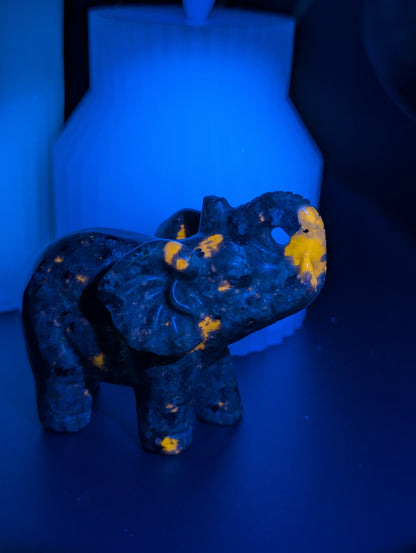 Yooperlite Elephant Carving - Figurine with Great UV Reaction!!