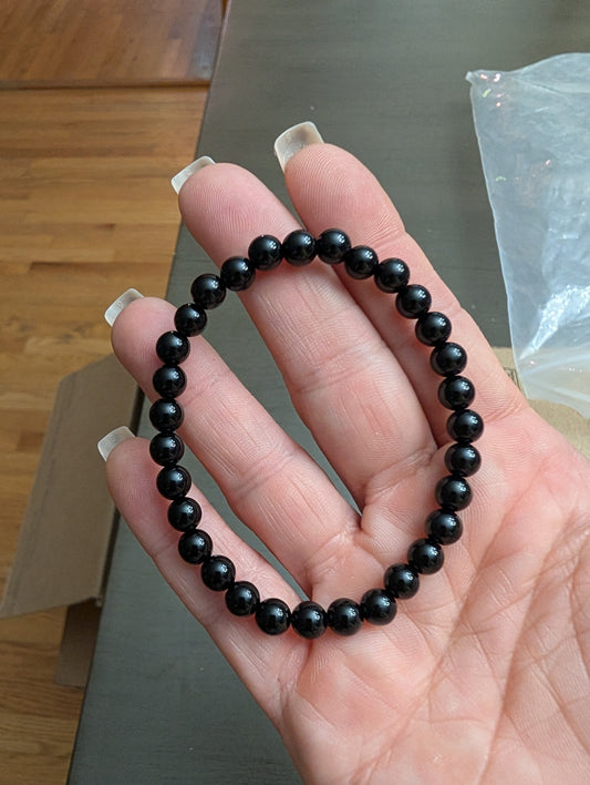 Black Tourmaline Bracelet 6mm – Grounding & Protection Jewelry