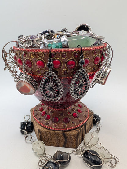 Crimson Cathedral Jewelry Jar