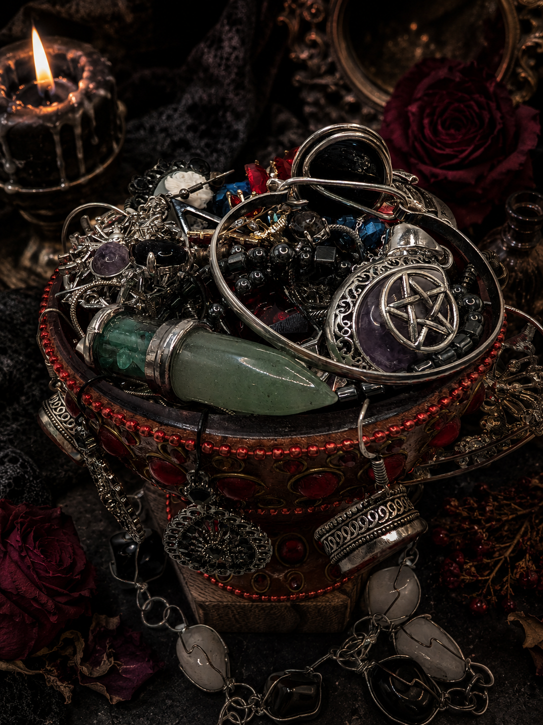 Crimson Cathedral Jewelry Jar