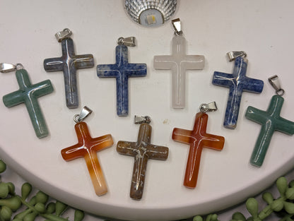 Crystal Natural Stone Cross Pendants - Gemstone Necklace