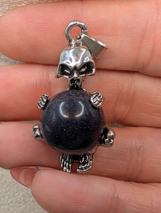 Silver Skeleton Crystal Sphere Pendants - Natural Stone Necklace