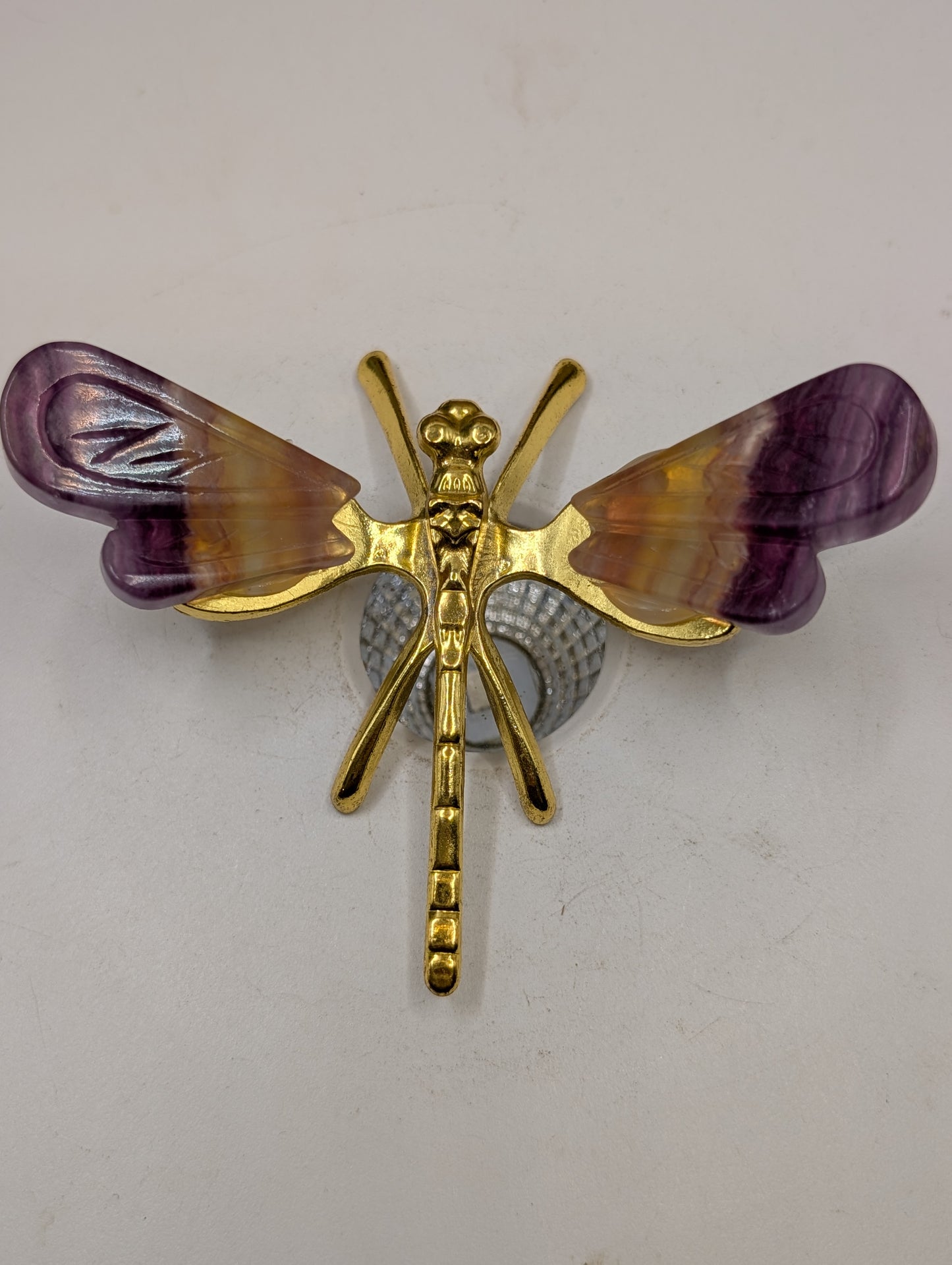 Fluorite Crystal Dragonflies - Gemstone Decor