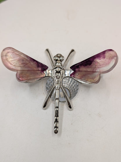 Fluorite Crystal Dragonflies - Gemstone Decor