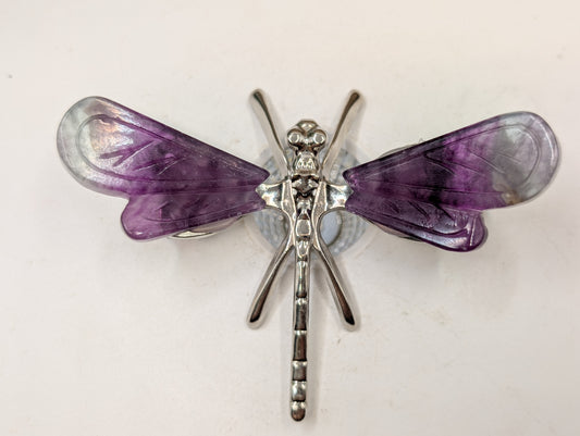 Fluorite Crystal Dragonflies - Gemstone Decor