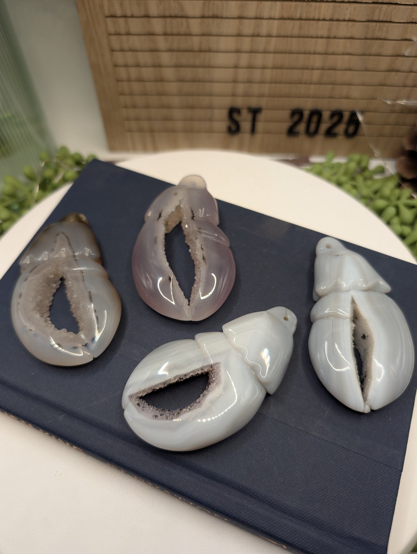 Druzy Agate & Quartz Lobster Claws