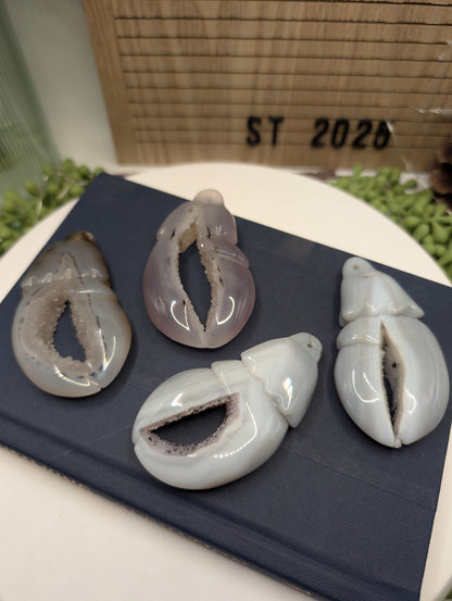 Druzy Agate & Quartz Lobster Claws