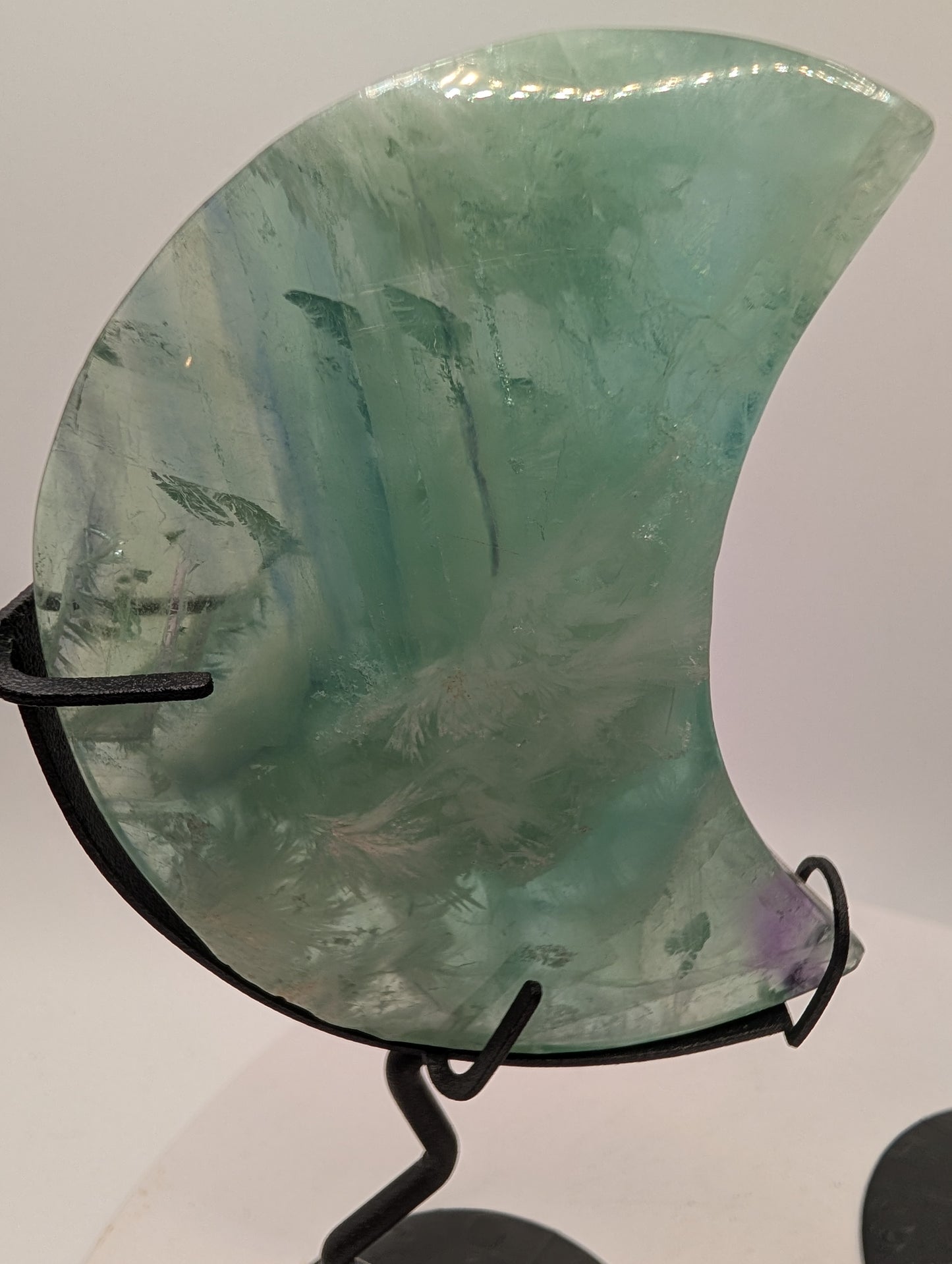 Green Fluorite Crescent Moon Set on Zodiac Stands