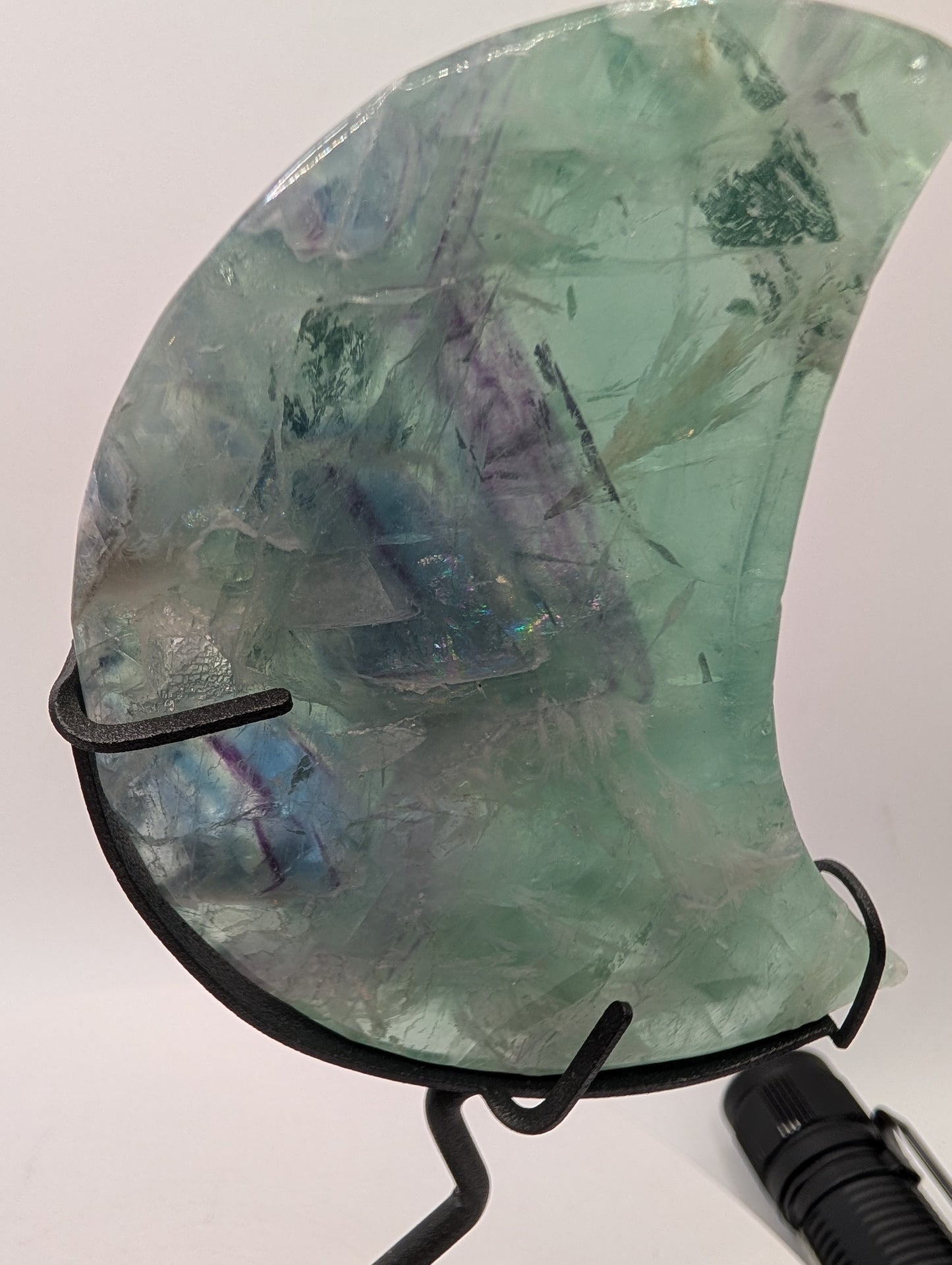 Green Fluorite Crescent Moon Set on Zodiac Stands