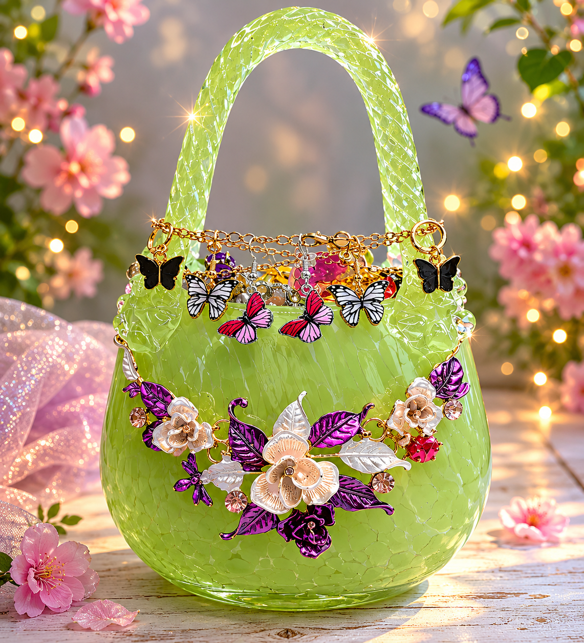 Hand-Blown Glass Whimsical Jewelry Jar