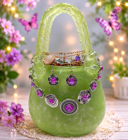 Hand-Blown Glass Whimsical Jewelry Jar