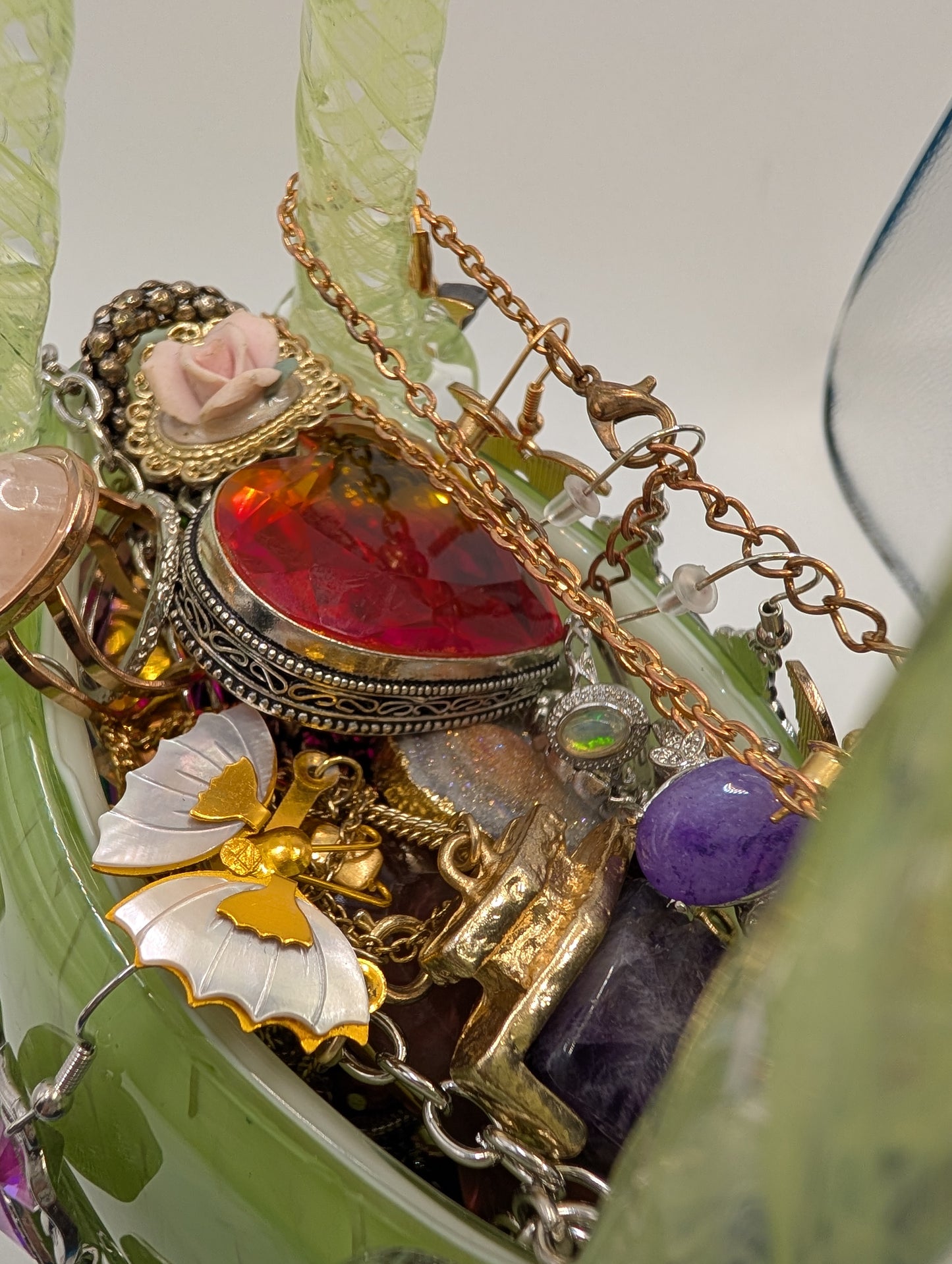 Hand-Blown Glass Whimsical Jewelry Jar