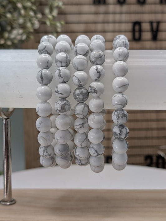 Howlite 8mm Beaded Bracelet - Healing Energy