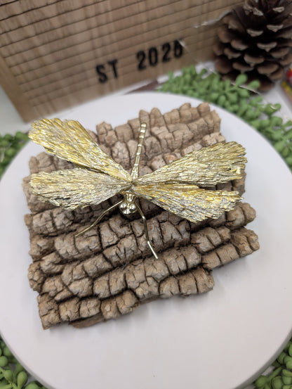 Kyanite Dragonfly Sculpture with Feathered Kyanite Wings