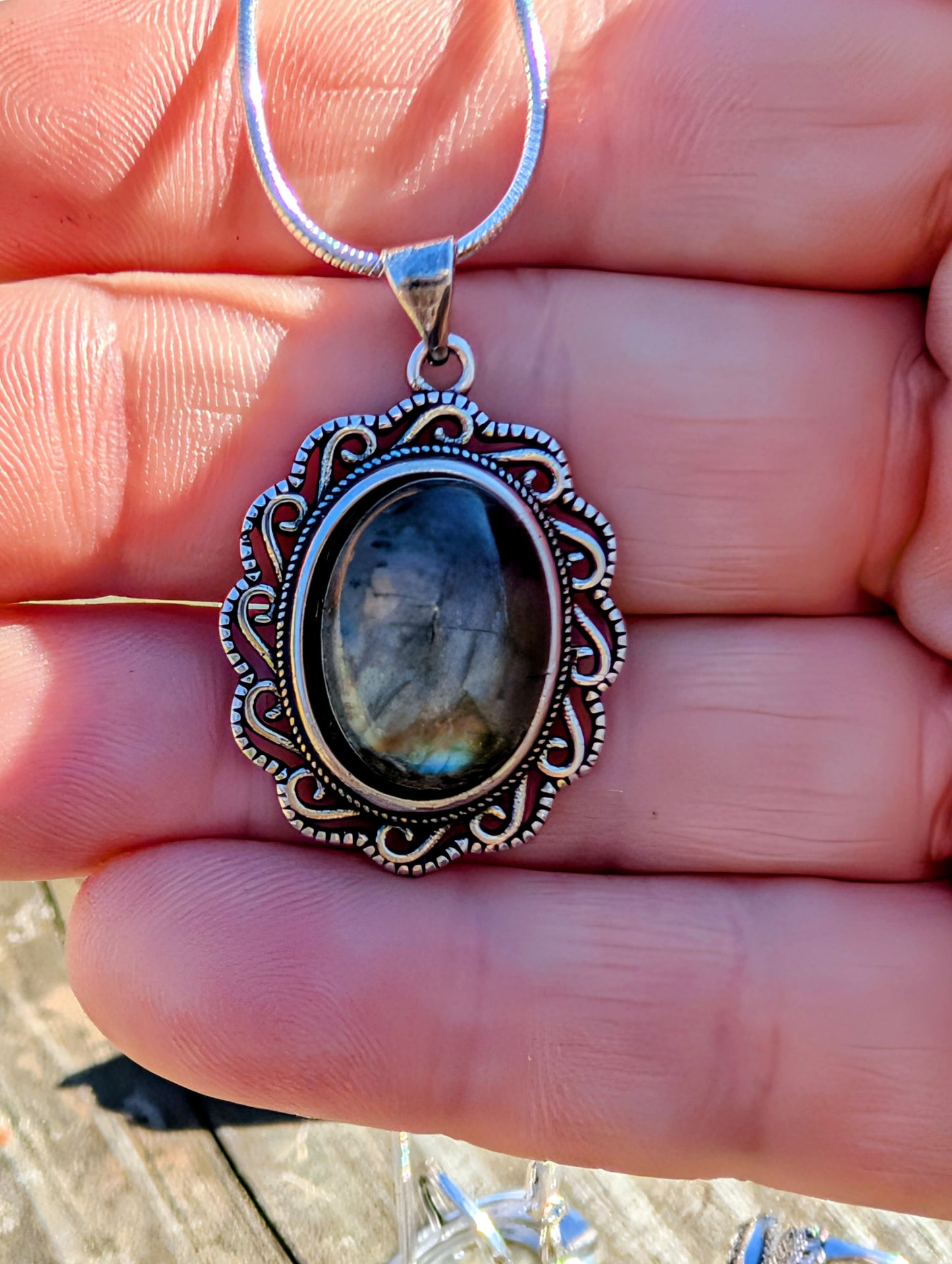 Natural Labradorite Pendant Necklace