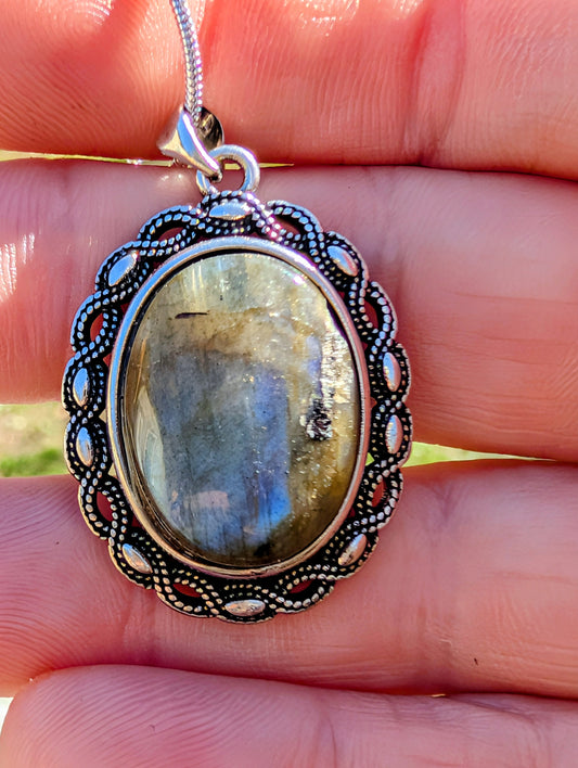 Natural Labradorite Pendant Necklace