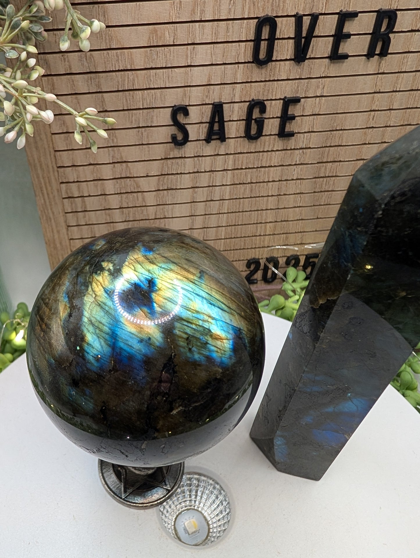 Labradorite Sphere w/ Stand & Tower - Bundle