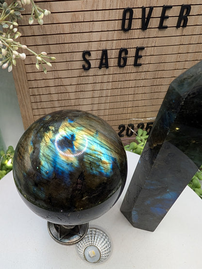 Labradorite Sphere w/ Stand & Tower - Bundle