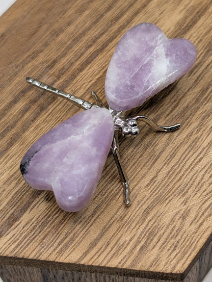 Mini Natural Stone Dragonfly on Silver Body
