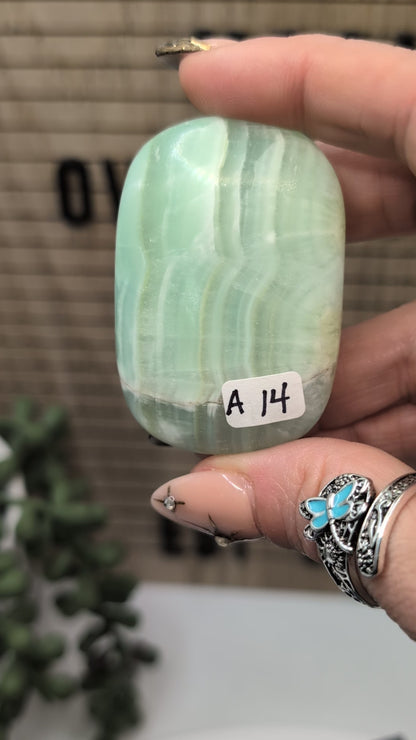 Pistachio Calcite Palm Stones - Gorgeous HQ Stones from Pakistan
