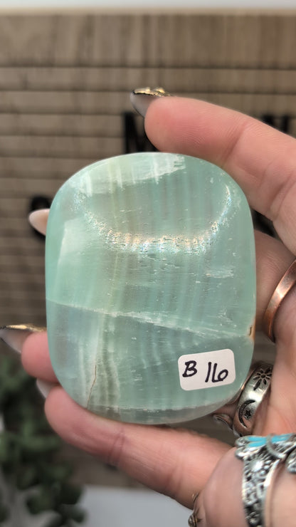 Pistachio Calcite Palm Stones - Gorgeous HQ Stones from Pakistan