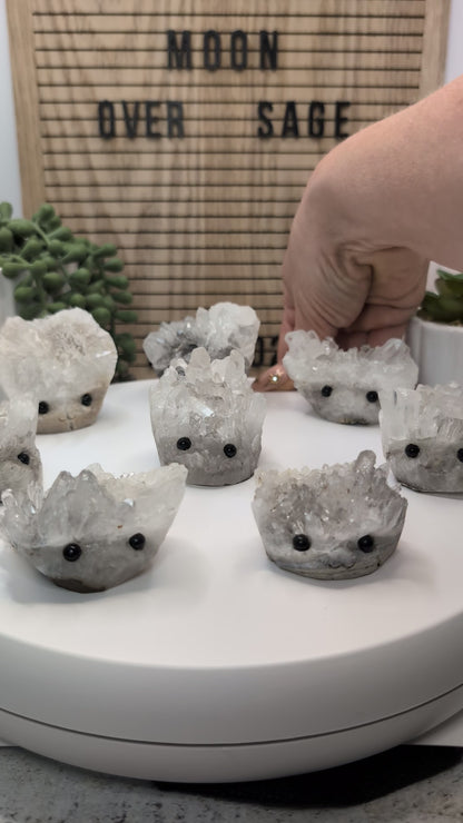 Clear Quartz Crystal Cluster Rock Buddies aka Hedgehogs - Up For Adoption!