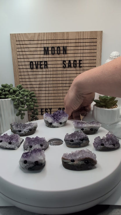 Amethyst Cluster Rock Buddies aka Hedgehogs - Up For Adoption!