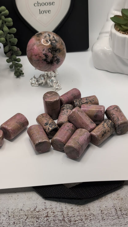 Rhodonite "Barrel Shaped" Tumbles - Extremely Rare Shape - High Quality Stones from Pakistan