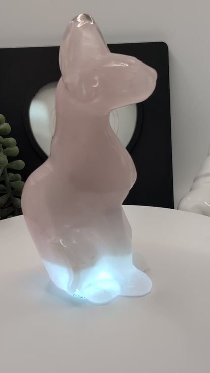 Large Rose Quartz Sphynx Cat Carving - Statement Piece!