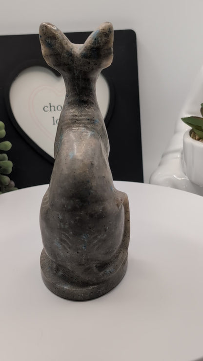 Large K2 Stone Sphynx Cat Carving - Statement Piece!