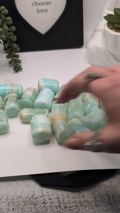 Pistachio Calcite "Barrel" Tumbles - Extremely Unique Shape - High Quality Tumbles from Pakistan