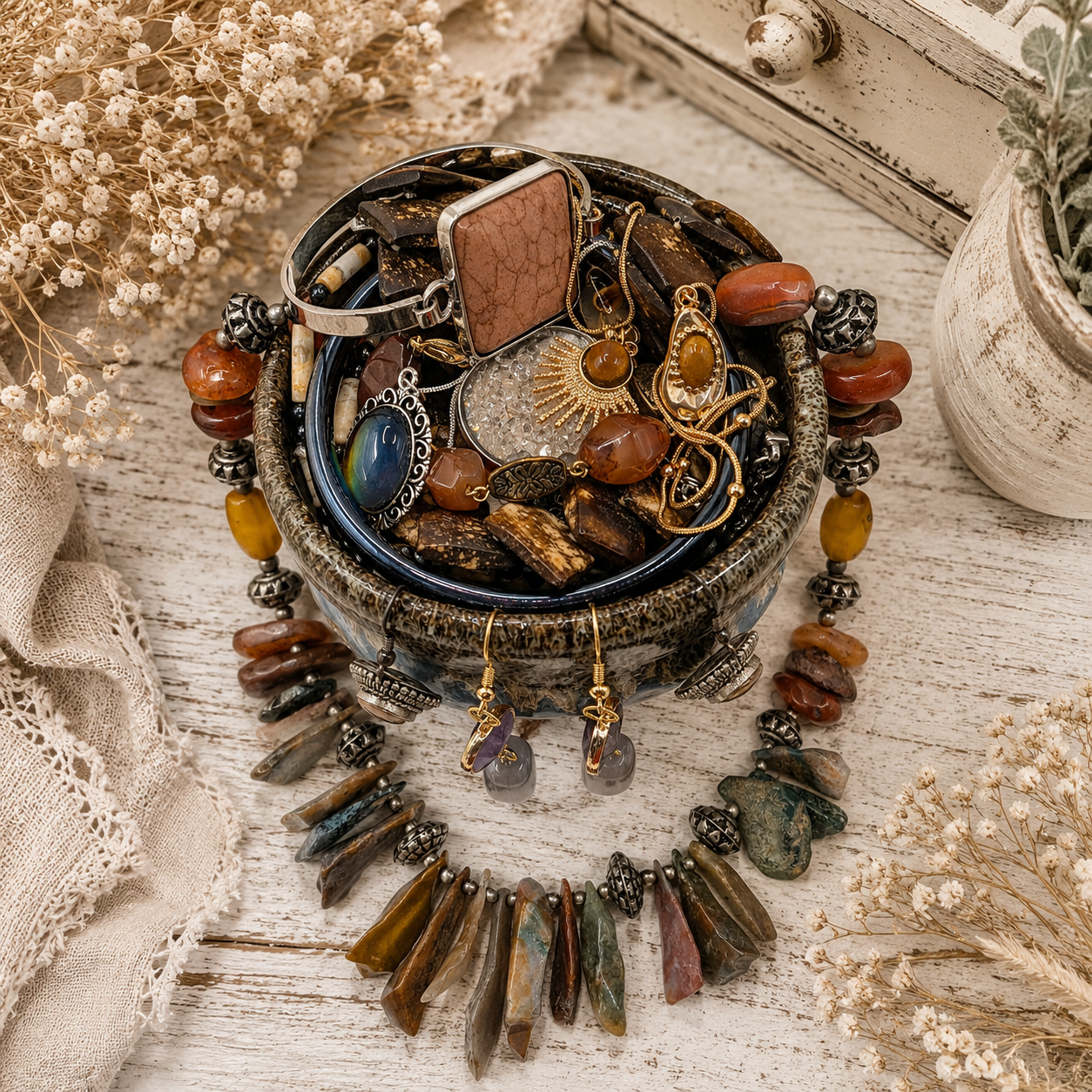 The Rustic Cauldron Jewelry Jar