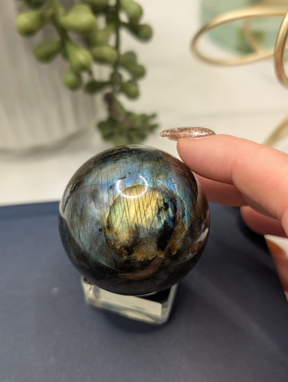 Labradorite Sphere - 45mm Blue & Gold Flashes!