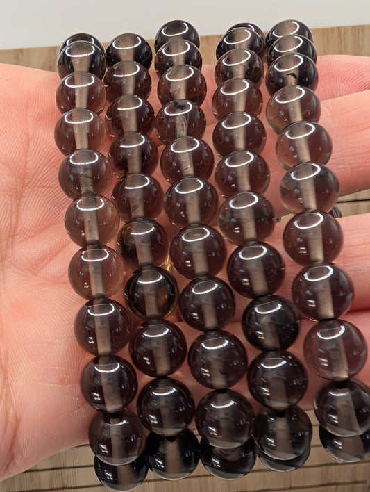 Smoky Quartz 8mm Beaded Bracelet