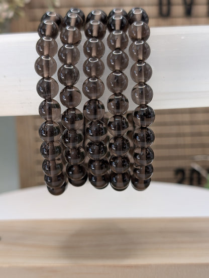 Smoky Quartz 8mm Beaded Bracelet