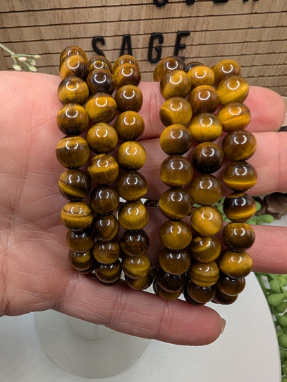 Tigers Eye 8mm Beaded Bracelet