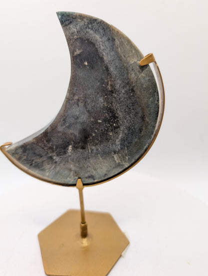 Trolleite Quartz Crescent Moon on Stand