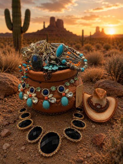 Western Sunset Jewelry Treasure Pot